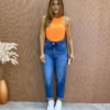 Cropped Feminino Canelado com Bojo Nadador Laranja - Fernanda Ramos Store