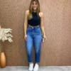 Cropped Feminino Canelado com Bojo Nadador Preto - Fernanda Ramos Store