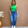 Cropped Feminino Canelado com Bojo Nadador Verde - Fernanda Ramos Store