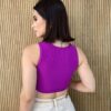 Cropped Feminino Canelado Fúcsia com Bojo - Fernanda Ramos Store