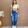 Cropped Feminino Canelado Ribana Bege - Fernanda Ramos Store