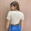 Cropped Feminino Canelado Ribana Bege - Fernanda Ramos Store