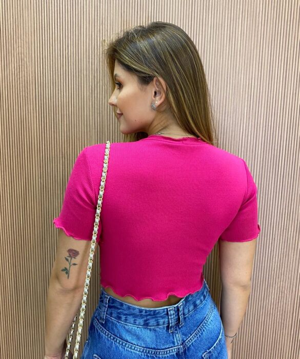 Cropped Feminino Canelado Ribana Pink - Fernanda Ramos Store