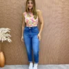 Cropped Feminino Canelado com Bojo Estampado - Fernanda Ramos Store