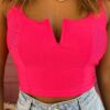 Cropped Feminino com Bojo Decote V Pink - Fernanda Ramos Store