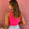 Cropped Feminino com Bojo Decote V Pink - Fernanda Ramos Store