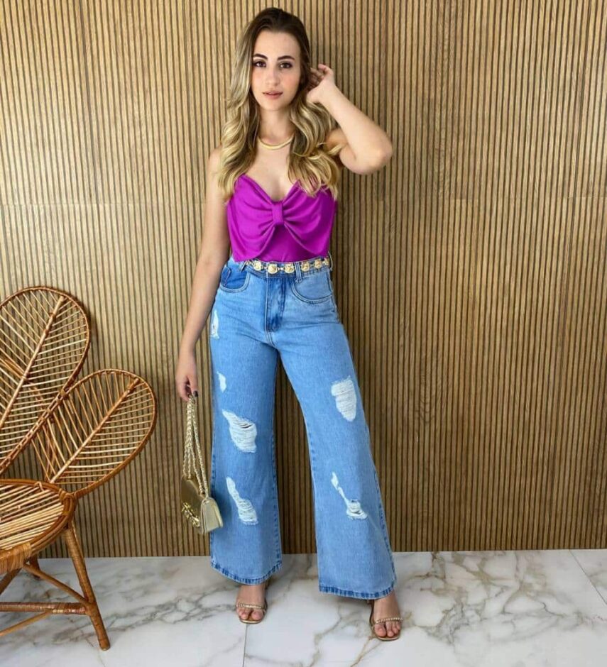 Cropped Feminino com Bojo Detalhe em Laço Fúcsia Fernanda Ramos Store