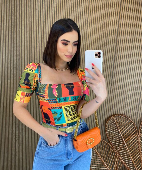 Cropped Feminino com Bojo Estampado Tucano Fernanda Ramos Store