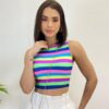 Cropped Feminino com Bojo Isa Listrado - Fernanda Ramos Store