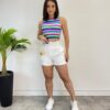 Cropped Feminino com Bojo Isa Listrado - Fernanda Ramos Store