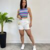 Cropped Feminino com Bojo Isa Listrado - Fernanda Ramos Store