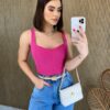 Cropped Feminino com Bojo Lastex Atrás Pink Fernanda Ramos Store