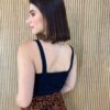 Cropped Feminino com Bojo Lastex Atrás Preto - Fernanda Ramos Store