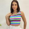 Cropped Feminino com Bojo Listrado Nula Manga - Fernanda Ramos Store