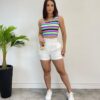 Cropped Feminino com Bojo Listrado Nula Manga - Fernanda Ramos Store