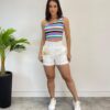 Cropped Feminino com Bojo Listrado Nula Manga - Fernanda Ramos Store