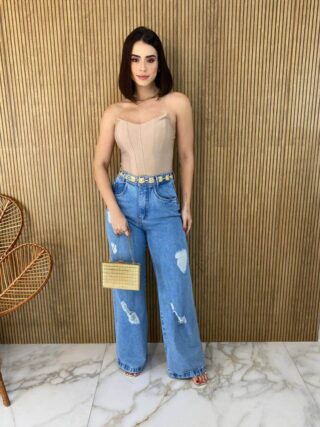 Cropped Feminino com Bojo Tomara que Caia Bege - Fernanda Ramos Store