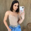 Cropped Feminino com Bojo Tomara que Caia Bege - Fernanda Ramos Store