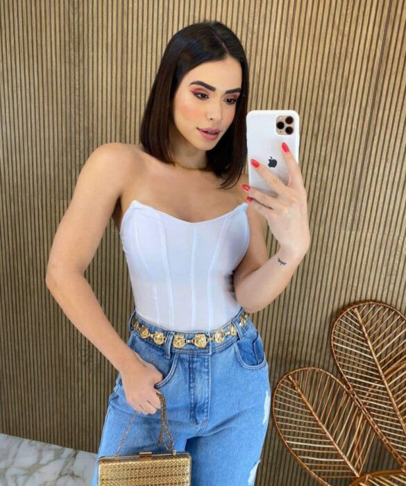 Cropped Feminino com Bojo Tomara que Caia Branco - Fernanda Ramos Store