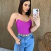 Cropped Feminino com Bojo Tomara que Caia Fucsia Fernanda Ramos Store