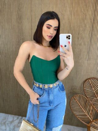 Cropped Feminino com Bojo Tomara que Caia Verde Fernanda Ramos Store