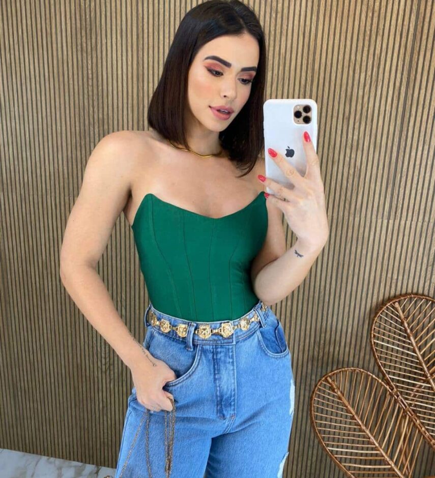 Cropped Feminino com Bojo Tomara que Caia Verde - Fernanda Ramos Store