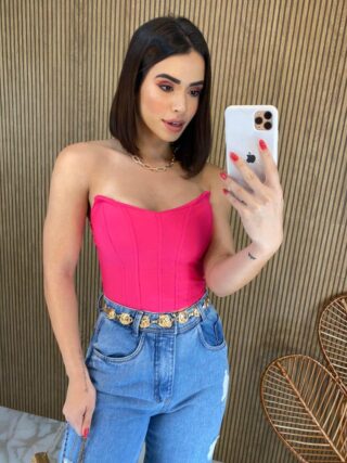 Cropped Feminino com Bojo Tomara que Caia Pink - Fernanda Ramos Store