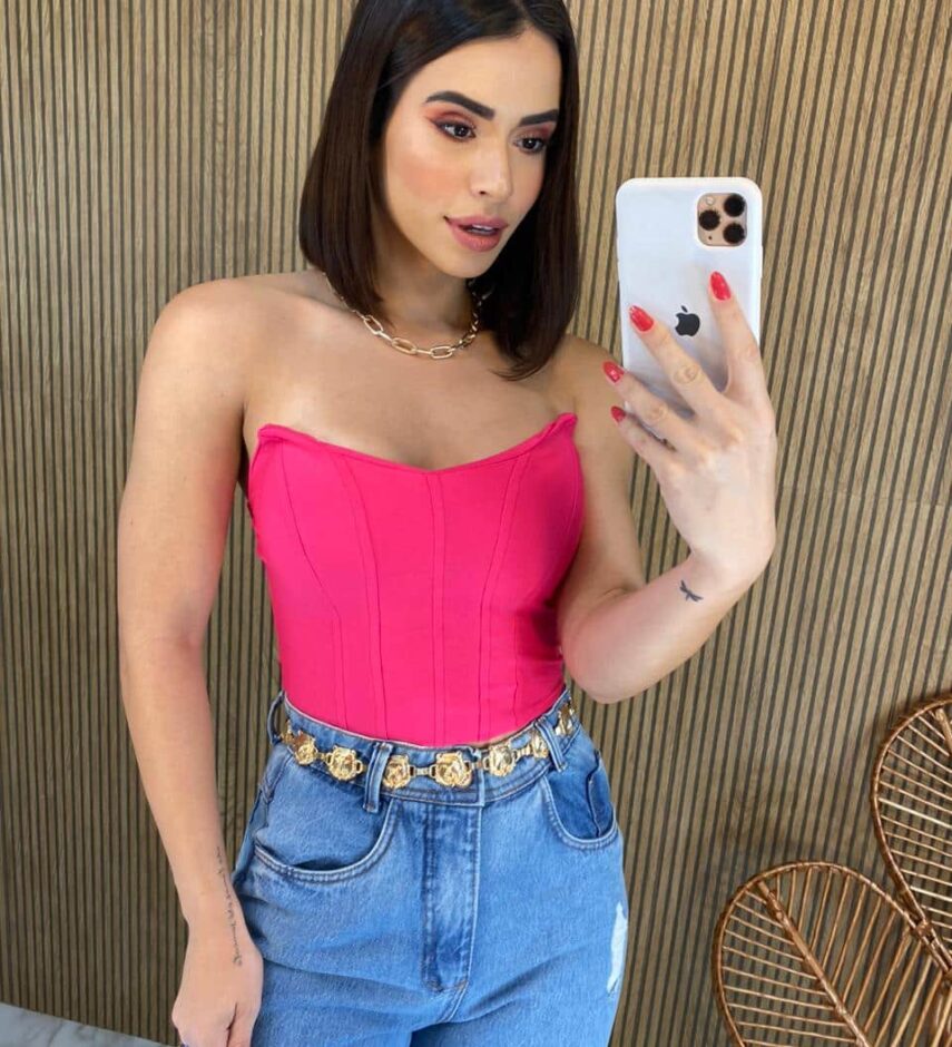 Cropped Feminino com Bojo Tomara que Caia Pink - Fernanda Ramos Store