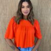 Cropped Feminino Julia Manga Princesa Coral Fernanda Ramos Store