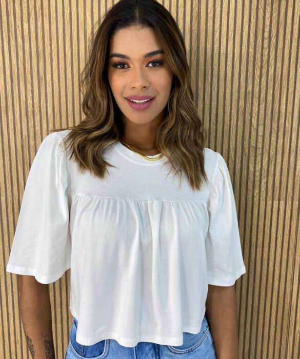 Cropped Feminino Julia Manga Princesa Off White Fernanda Ramos Store