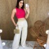 Cropped Feminino Malha Canelada sem Bojo Pink - Fernanda Ramos Store