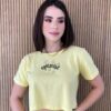 Cropped Feminino Manga Curta Optimist Amarelo Fernanda Ramos Store