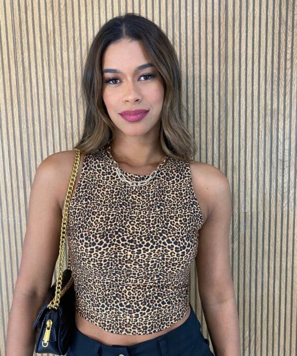 Cropped Feminino Regata sem Bojo Básico Animal Print - Fernanda Ramos Store