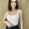 Cropped Feminino sem Bojo Alça Fina Bege - Fernanda Ramos Store