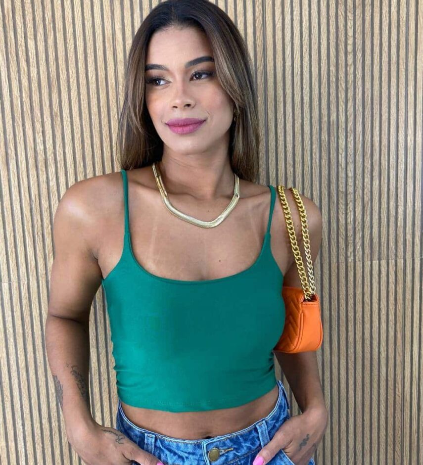 Cropped Feminino sem Bojo Alça Fina Verde - Fernanda Ramos Store