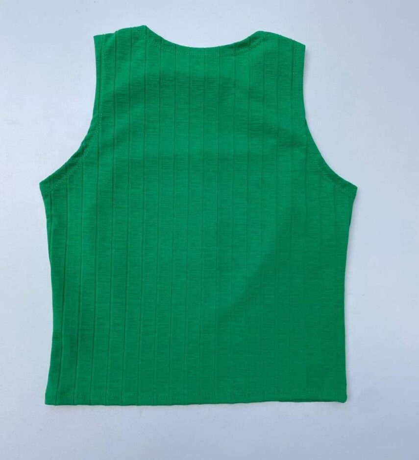 Cropped Feminino sem Bojo Malha Canelada Verde - Fernanda Ramos Store