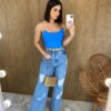 Cropped Feminino Tomara que Caia com Bojo Azul - Fernanda Ramos Store