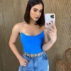 Cropped Feminino Tomara que Caia com Bojo Azul - Fernanda Ramos Store