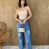 Cropped Feminino Tomara que Caia com Bojo Bege - Fernanda Ramos Store