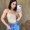 Cropped Feminino Tomara que Caia com Bojo Bege - Fernanda Ramos Store