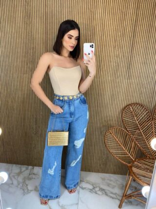 Cropped Feminino Tomara que Caia com Bojo Bege - Fernanda Ramos Store