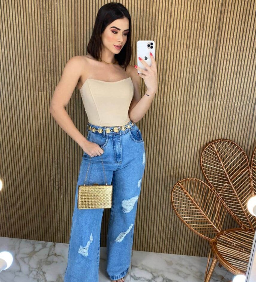 Cropped Feminino Tomara que Caia com Bojo Bege - Fernanda Ramos Store