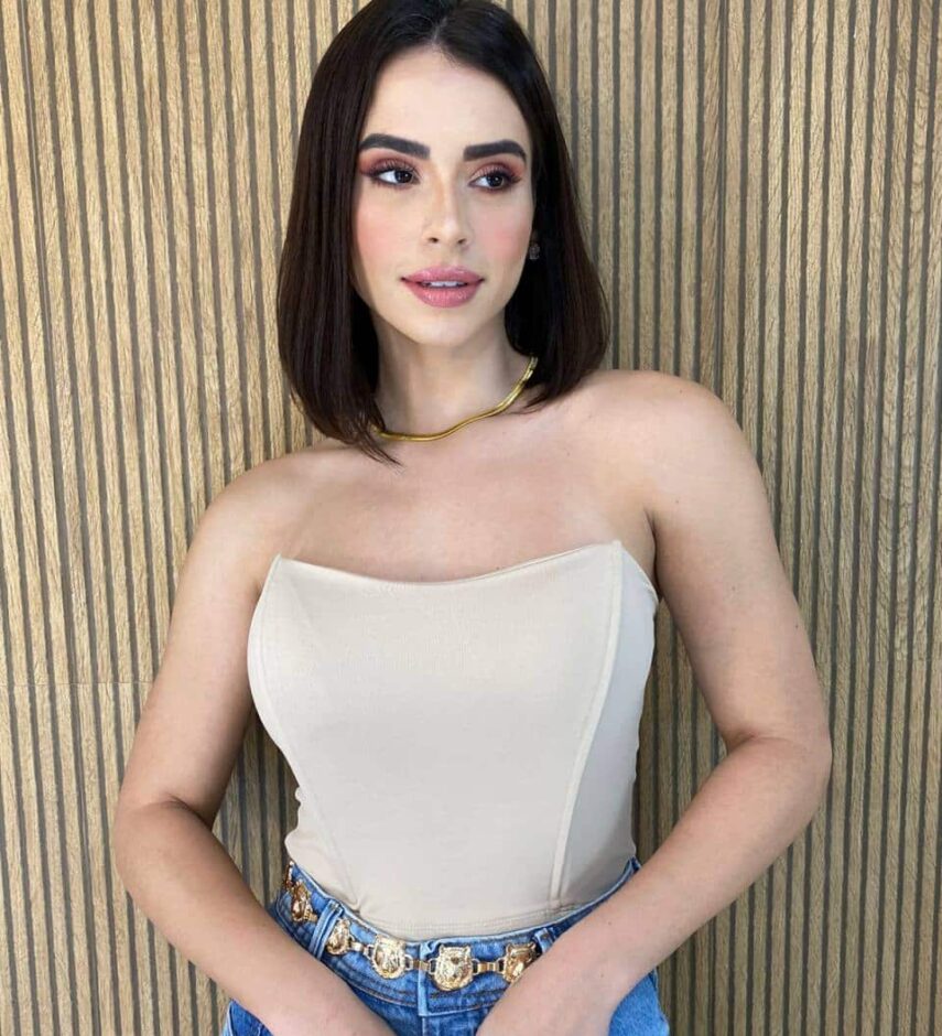 Cropped Feminino Tomara que Caia com Bojo Bege - Fernanda Ramos Store