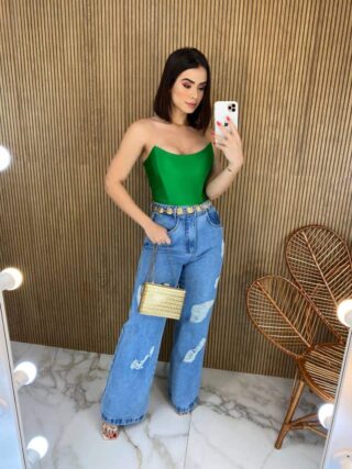 Cropped Feminino Tomara que Caia com Bojo Verde - Fernanda Ramos Store