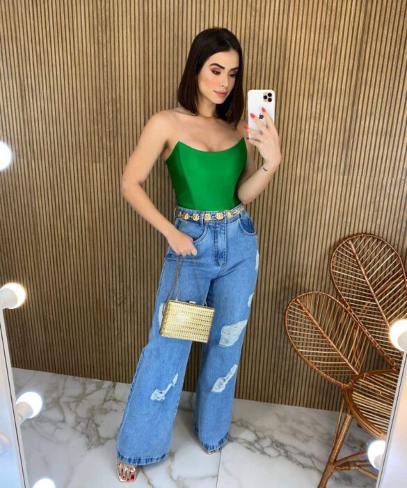 Cropped Feminino Tomara que Caia com Bojo Verde - Fernanda Ramos Store