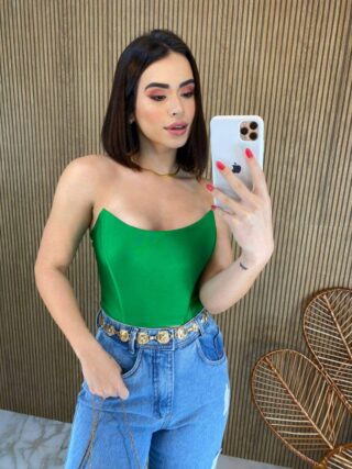 Cropped Feminino Tomara que Caia com Bojo Verde - Fernanda Ramos Store