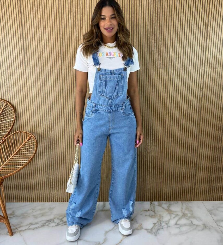 Jardineira Jeans Feminina 1240 Fernanda Ramos Store