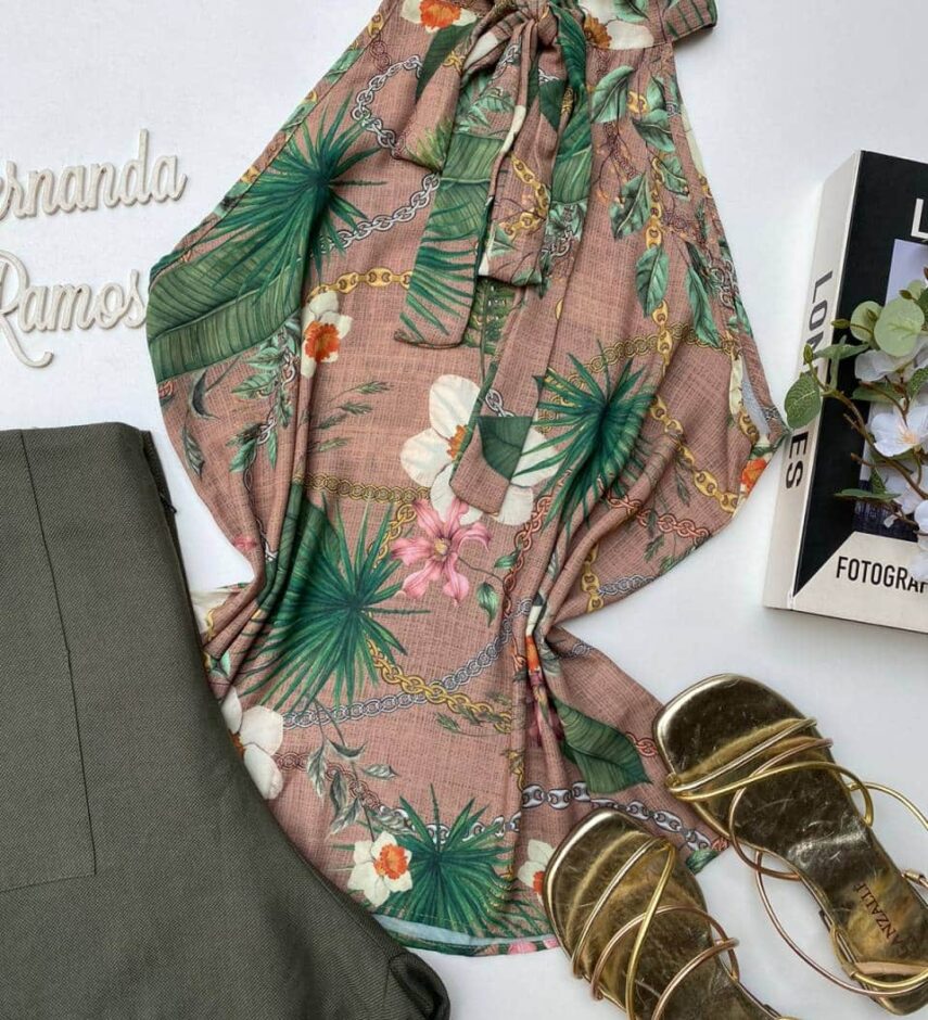 fernandaramosstore com br regata feminina estampada bege com amarracao