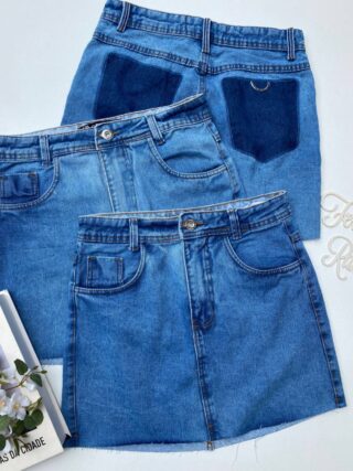 Saia Jeans Feminina Detalhe sem Bolsos Malu - Fernanda Ramos Store