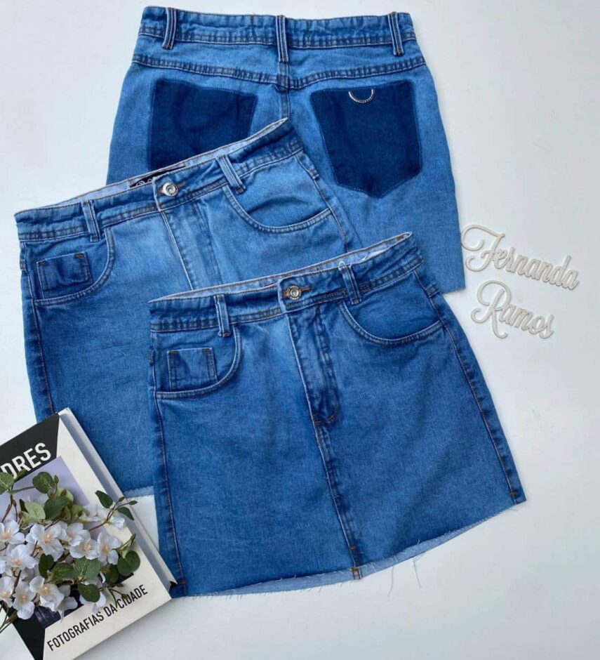 Saia Jeans Feminina Detalhe sem Bolsos Malu - Fernanda Ramos Store